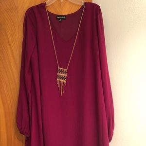 Maroon Long Sleeve Dress